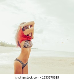 Sexy Fit Girl Bikini On Tropical Shutterstock