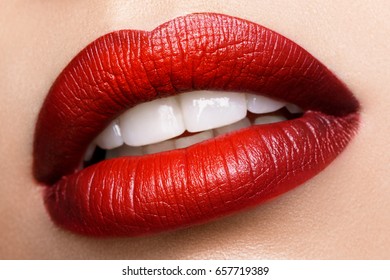 Sexy Lips Beauty Red Lips Makeup Stock Photo Edit Now 657719389