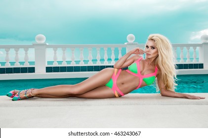 Sexy Model Elegant Bikini On Suntanned Stock Photo Edit Now