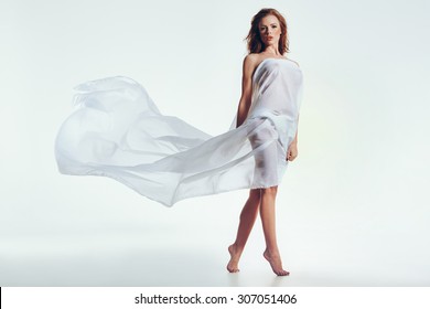 Sexy Nude Brunette Woman Covered Sheer Foto Stock Shutterstock