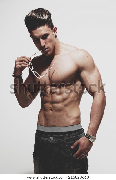 Sexy Portrait Very Muscular Shirtless Male Stock Photo Edit Now