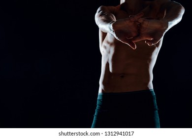 Sexy Torso Man Gesticulates His Hands Stock Photo 1312941017 Shutterstock