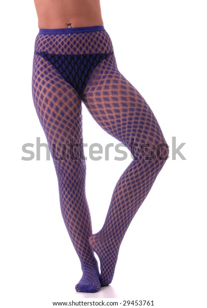 Sexy Woman Legs Violet Stockings Isolated Stock Photo 29453761