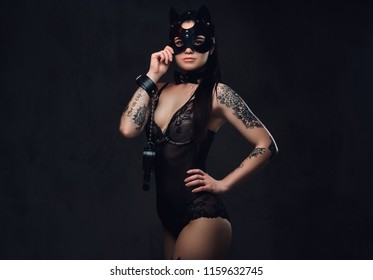 Sexy Woman Wearing Black Lingerie Bdsm Foto Stok Shutterstock