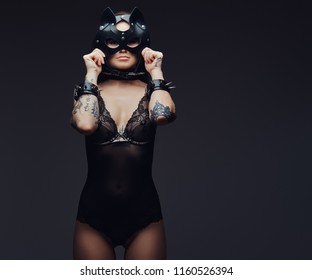 Sexy Woman Wearing Black Lingerie Bdsm