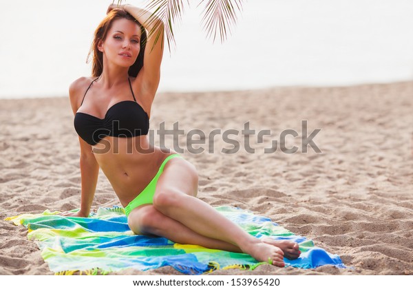 Sexy Woman Wearing Pink Bikini Walking Stock Photo Shutterstock