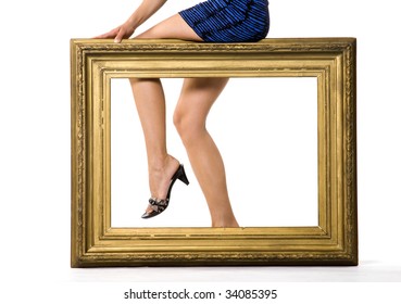 Sexy Womans Legs Behind Picture Frame Stock Photo 34085395 Shutterstock