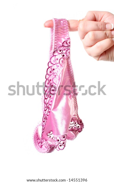 Sexy Women S Pink Silk Thong Undergarments Or Lingerie Hanging Off Finger