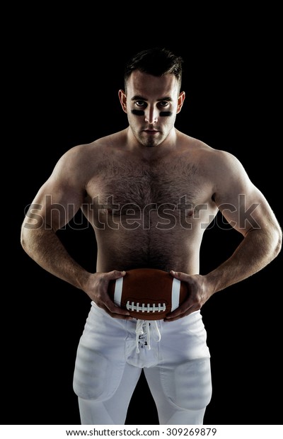 Shirtless American Football Player Ball On Stock Photo Edit Now