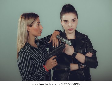 Shot Two Sexy Military Womans Posing Stock Photo 1727232925 Shutterstock