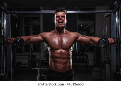 Muscular Shirtless Mature Older Bodybuilding Athlete Stock Photo