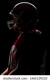 Side View American Football Player Standing Stock Photo