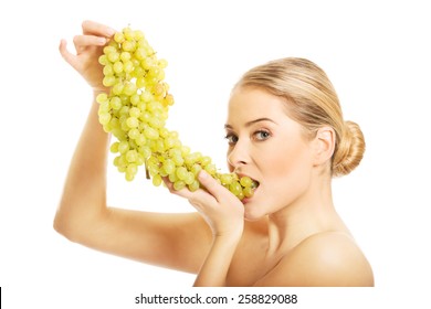 Side View Nude Woman Eating Green Foto Stock Shutterstock