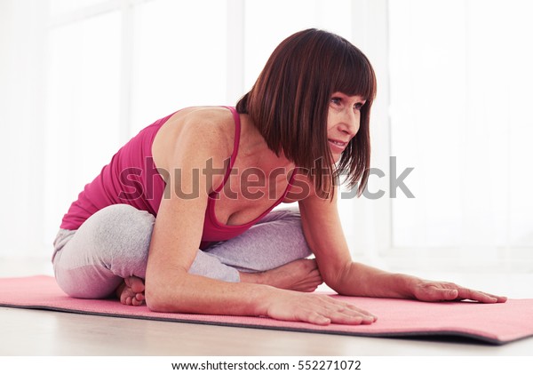 Side View Sporty Woman Sitting Yoga Stock Photo 552271072 Shutterstock