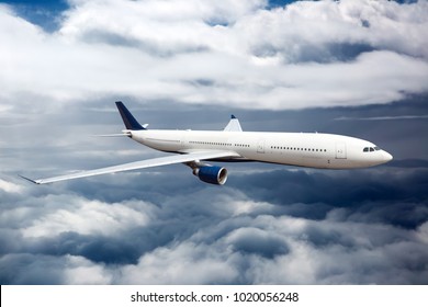 Side View White Aircraft Flight Passenger Stock Photo 1020056248