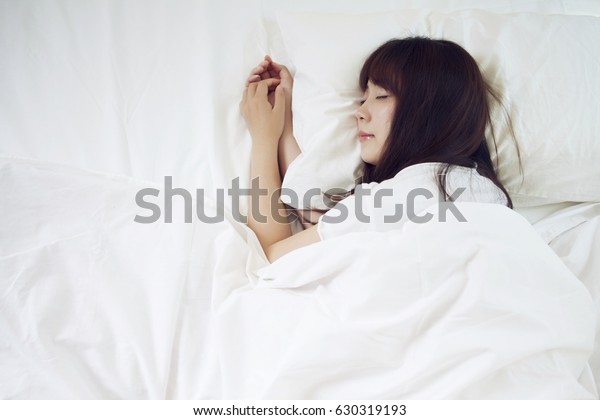 Sleep Asian Woman Bed Stock Photo Edit Now 630319193