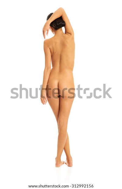 Slim Nude Woman Standing Arm Behind