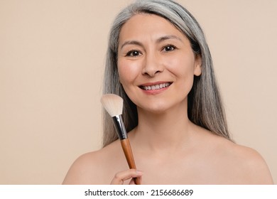 Smiling Mature Middleaged Shirtless Naked Woman Stock Photo 2156686689