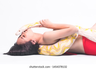 Snake Woman Isolated Asian Woman Bikini Stock Photo 1454378132