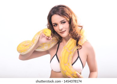 Snake Woman Isolated Asian Woman Bikini Stock Photo 1454378174