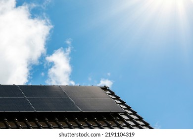 Solar Panels On House Roof Sunny Stock Photo Shutterstock