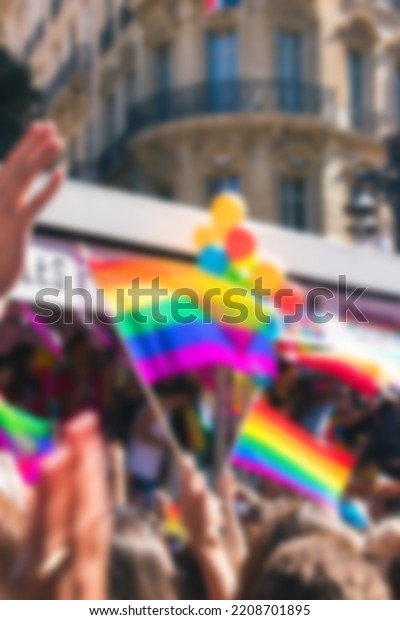 Spectator Waves Gay Rainbow Flag Lgbt Stock Photo 2208701895 Shutterstock