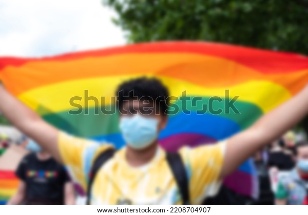 Spectator Waves Gay Rainbow Flag Lgbt Stock Photo 2208704907 Shutterstock