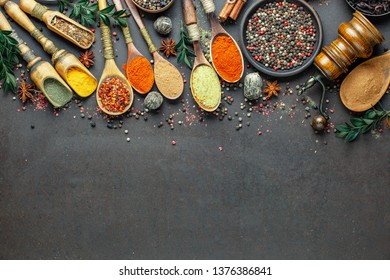 Spices Seasonings Cooking Composition On Table Stock Photo 1376386841