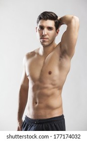 Sports Man Posing Half Naked On Stock Photo 177174032 Shutterstock