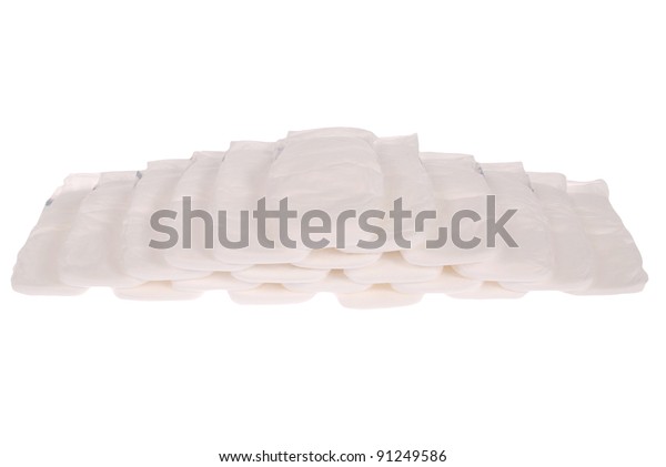 Stack Baby Diapers On White Clipping Stock Photo 91249586 Shutterstock