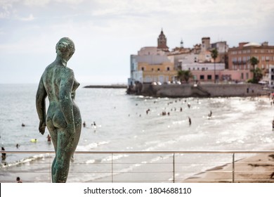 Statue Naked Woman Seen Back Overlooking Stock Photo 1804688110