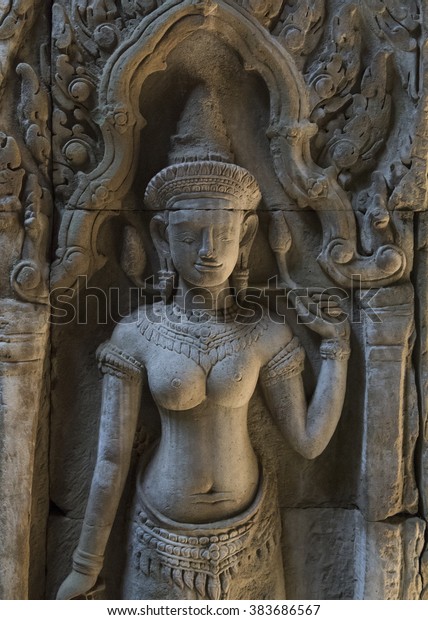 Statues Apsara Naked Dancing Woman Walls Shutterstock