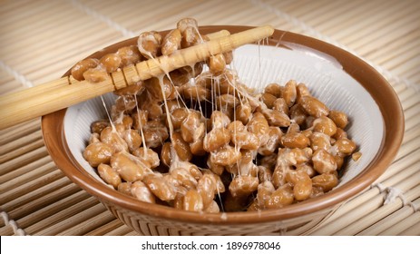 Sticky Stringy Natto Healthy Traditional Japanese Stock Photo