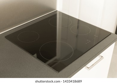 Stove Induction Cooktop Modern Black Induction Stock Photo