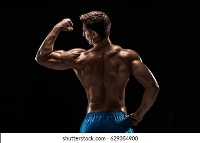 Fitness Attractive Naked Man Abdominal Chain Stock Photo