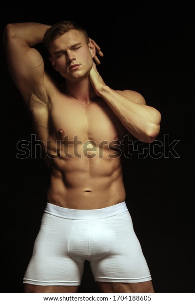 Strong Stripped Muscle Male Model White库存照片1704188605 Shutterstock