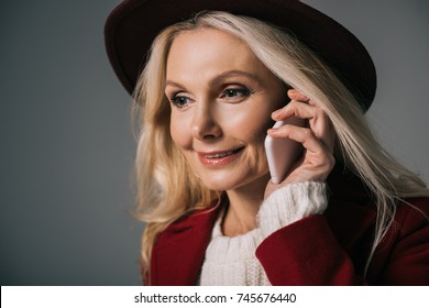 Stylish Mature Woman Talking By Phone Stock Photo Shutterstock