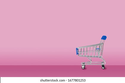 Blue Shopping Cart Trolley Mock Duotone Stock Illustration