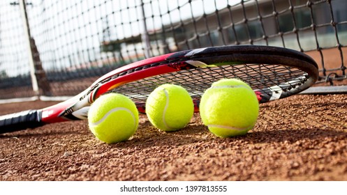 Tennis Racket Balls On Clay Tennis Stock Photo Edit Now