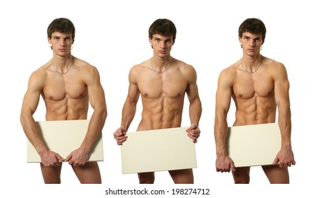 Naked Muscular Man Covering Box Copy ภาพสตอก แกไขตอนน 39611086