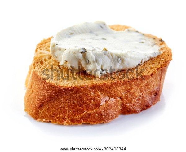 Toasted Bread Cream Cheese Isolated On Stock Photo 302406344 Shutterstock