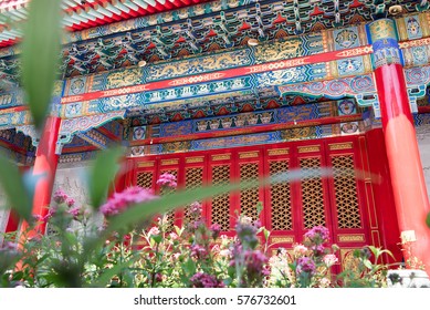 Traditional Architecture Red Door Chinese Style Stock Photo