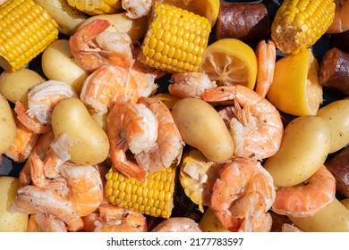 Traditional Southern Shrimp Boil Close Stock Photo 2177783597