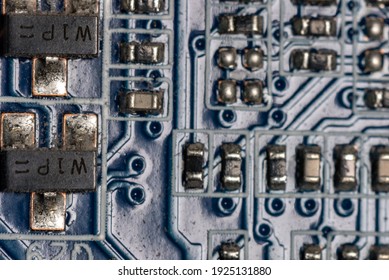 Various Microcircuits Installed On Motherboard Personal Stock Photo