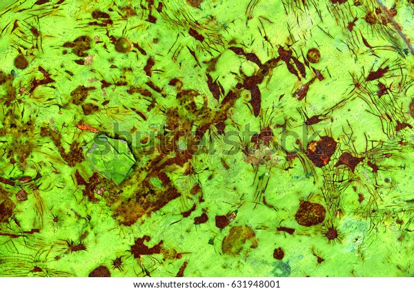 Vibrant Green Fluorescent Abstract Painting Grunge Stock Photo