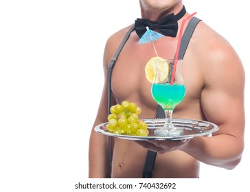 Waiter Naked Torso Holding Cocktail On Stock Photo 492539803 Shutterstock