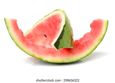 Watermelon Slice Eaten Isolated Over White Shutterstock