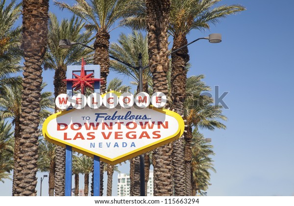 Welcome Fabulous Downtown Las Vegas Sign Stock Photo