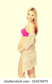 Well Groomed Pregnant Woman Lingerie Cardigan Stock Photo 314576975