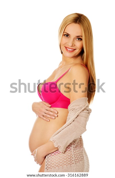 Well Groomed Pregnant Woman Lingerie Cardigan Stock Photo 316162889